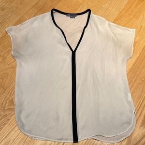 Vince Silk Cream Blouse with Black Trim - Sz. S